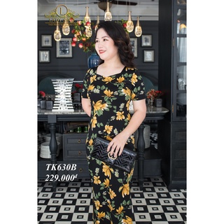 Sườn xám thun hoa Ladyshop TK630
