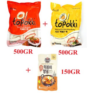 ( COMBO ) BÀNH GẠO HÀN QUỐC TOPOKKI 500 G (PHÔ MAI,THƯỜNG ) + 1 GÓI SỐT TOKBOKKI HÀN QUỐC 150G (alifoodmart)