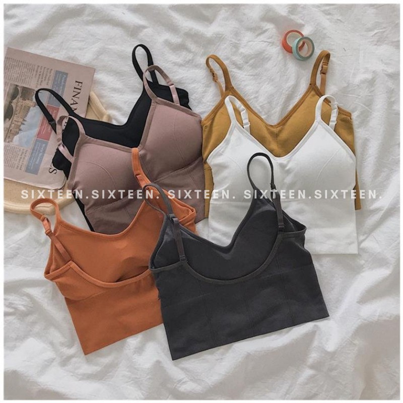 Áo Hai Dây, Áo Crop Có Mút Đệm Ngực Co Giãn SIXTEEN. | BigBuy360 - bigbuy360.vn
