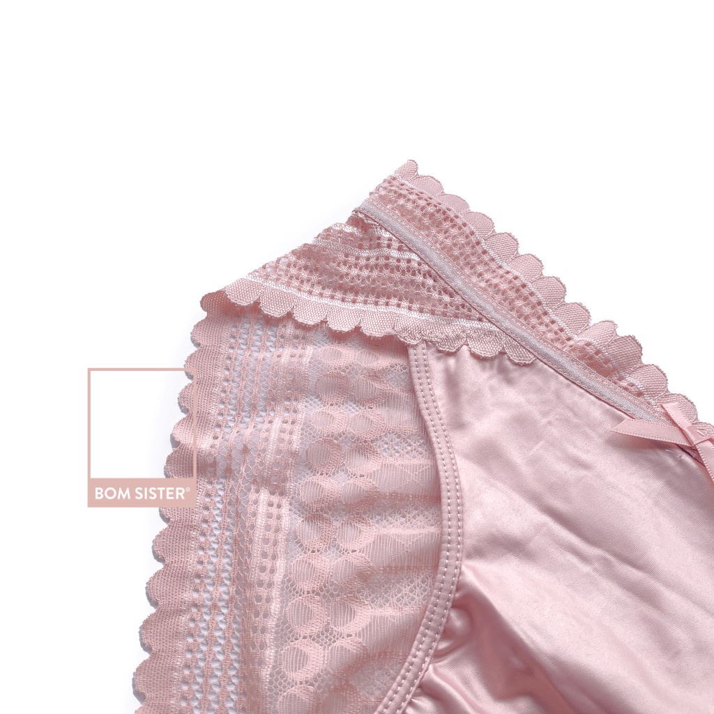 [Mã FARSBR99A giảm 10% đơn 99K] Quần lót satin phối ren màu trơn BOM SISTER Q4923 | BigBuy360 - bigbuy360.vn