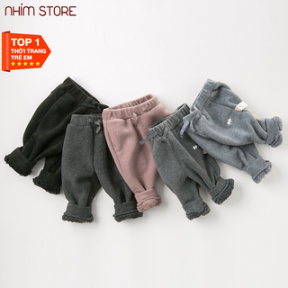 Quần nỉ lót lông thêu hình voi cho bé