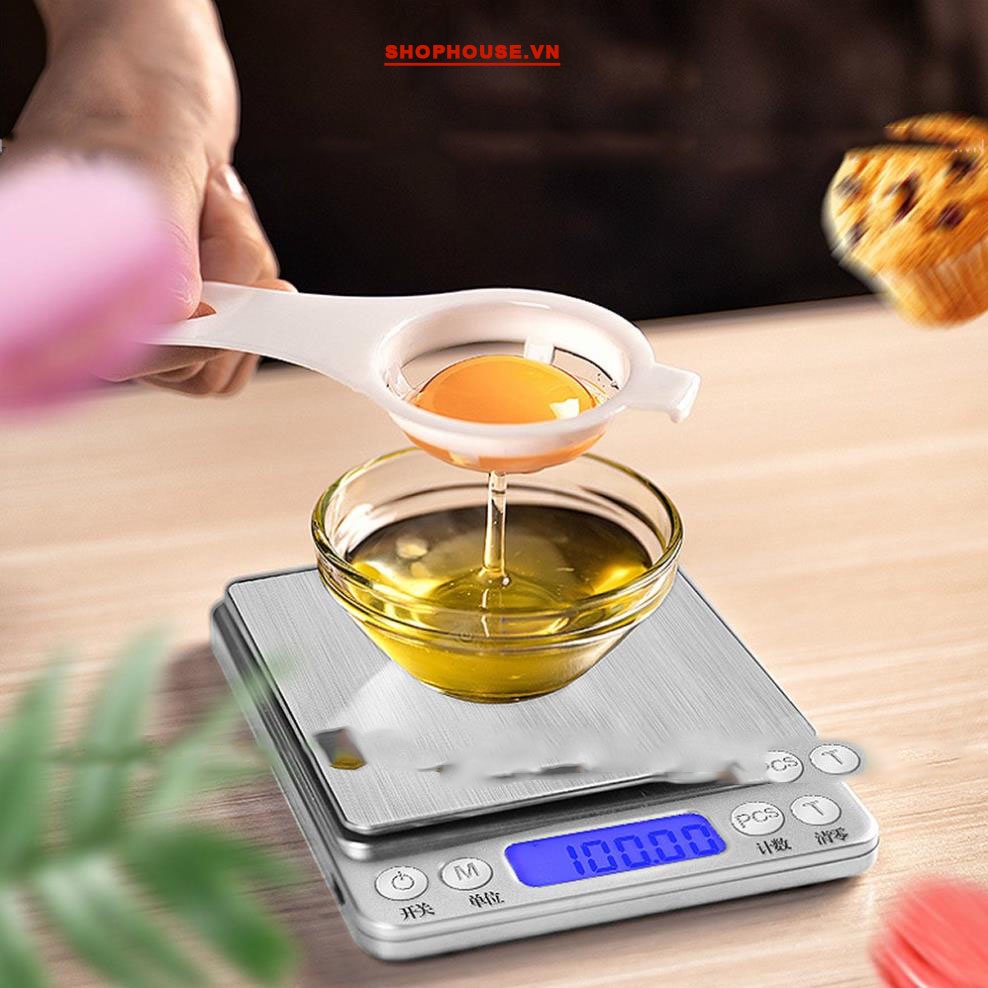 Cân tiểu ly định lương cao cấp 0.01g - 3kg - cân nhà bếp nhỏ gọn chính xác màn hình LED độ nét cao - Bảo hành 12 tháng