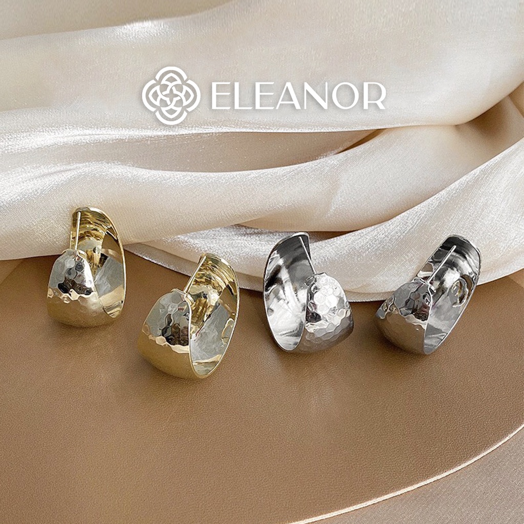 Bông tai nữ chuôi bạc 925 Eleanor Accessories dáng tròn xếp li phụ kiện trang sức 5801