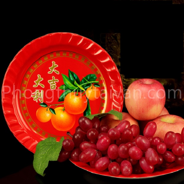 Dĩa Trái cây Đỏ bàn thờ Bẹt,không Đế tiện lợi(15cm,20cm, 26cm,29cm)
