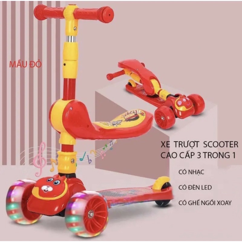 Xe trượt Scotter 3 trong 1 cho bé_có yên_có nhạc_có đèn