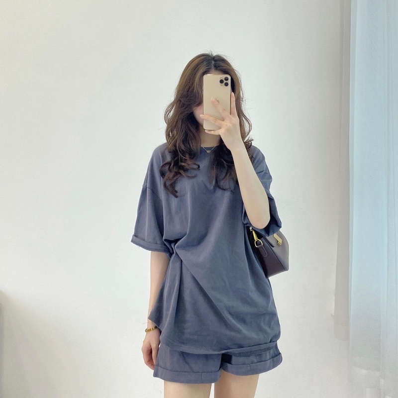 (Ảnh thật) Set áo tay lỡ oversize kèm short dày dặn