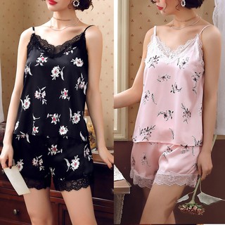Bộ quần áo mặc ngủ kiểu ngắn họa tiết xinh xắn quyến rũ cho nữ