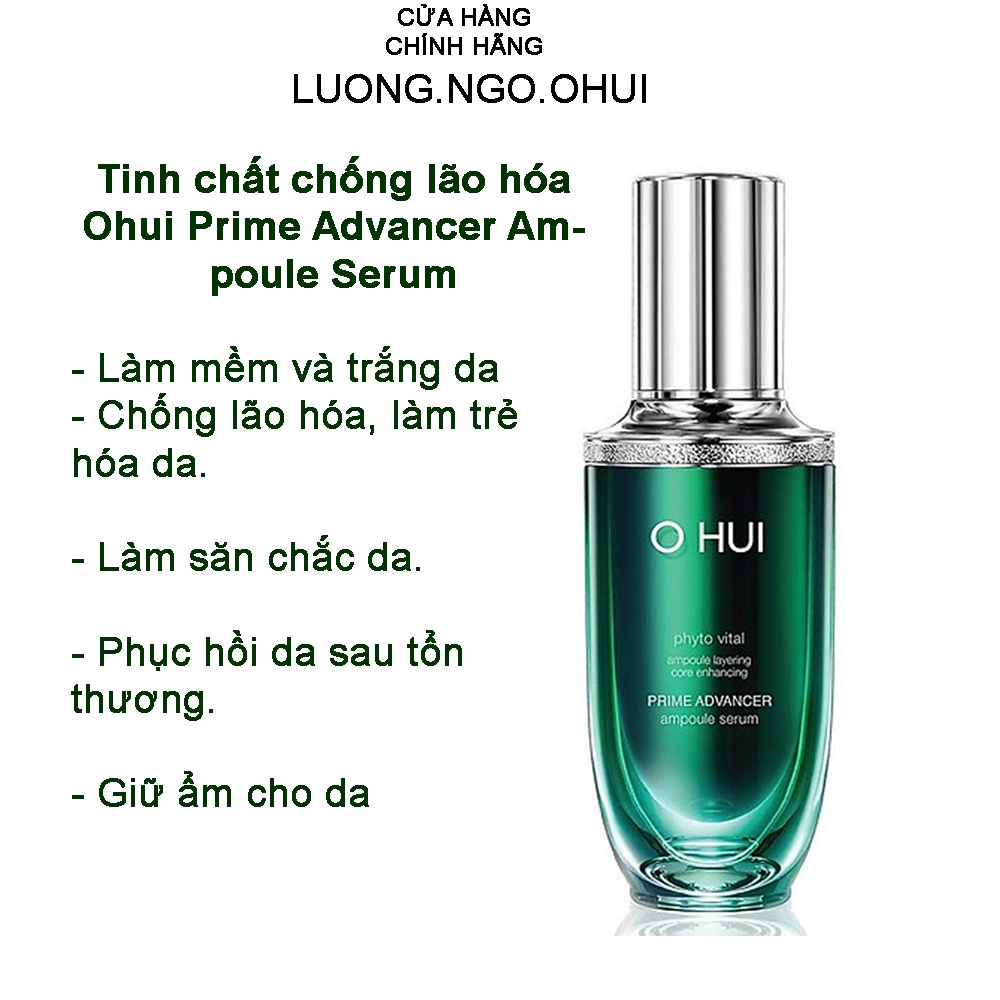 Tinh Chất Dưỡng Trắng, Căng Bóng Da Ohui Xanh Prime Advancer Ampoule Serum 20ml