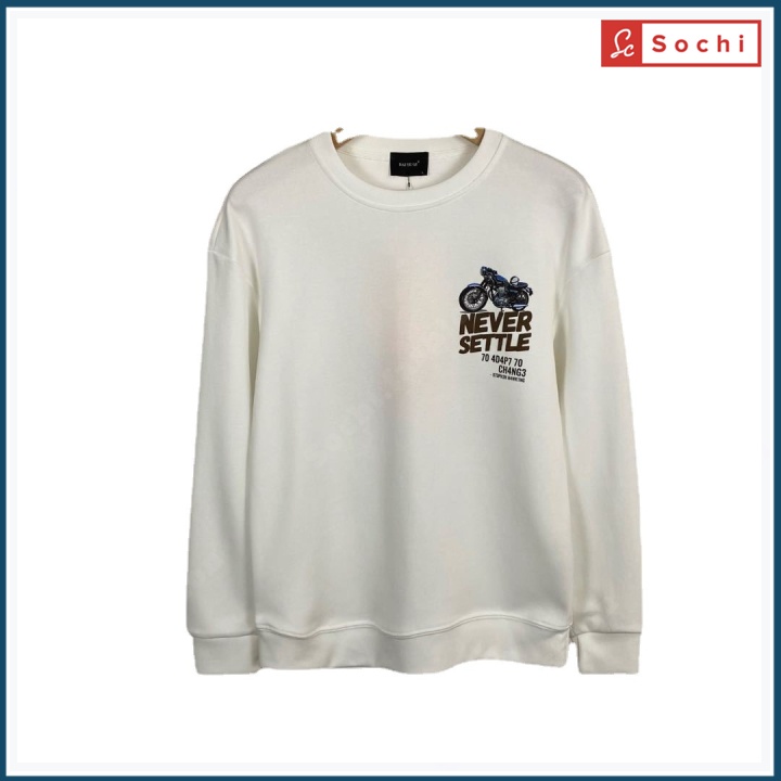 Áo nỉ sweater unisex, áo nam tay dài cổ tròn dáng rộng mềm mịn in Xe Máy mã SW60.2