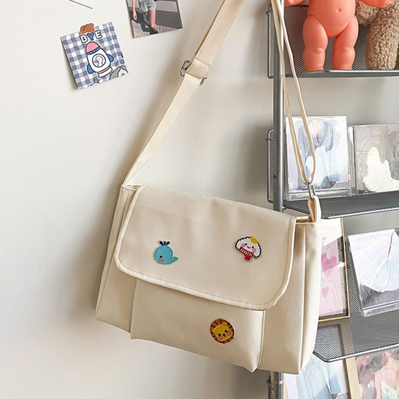 Youyo Túi Đeo Chéo Vai Hình Vuông Bằng Vải Bạt Màu Trơn Họa Tiết Hoạt Hình Có Thể Điều Chỉnh Kích Cỡ Str