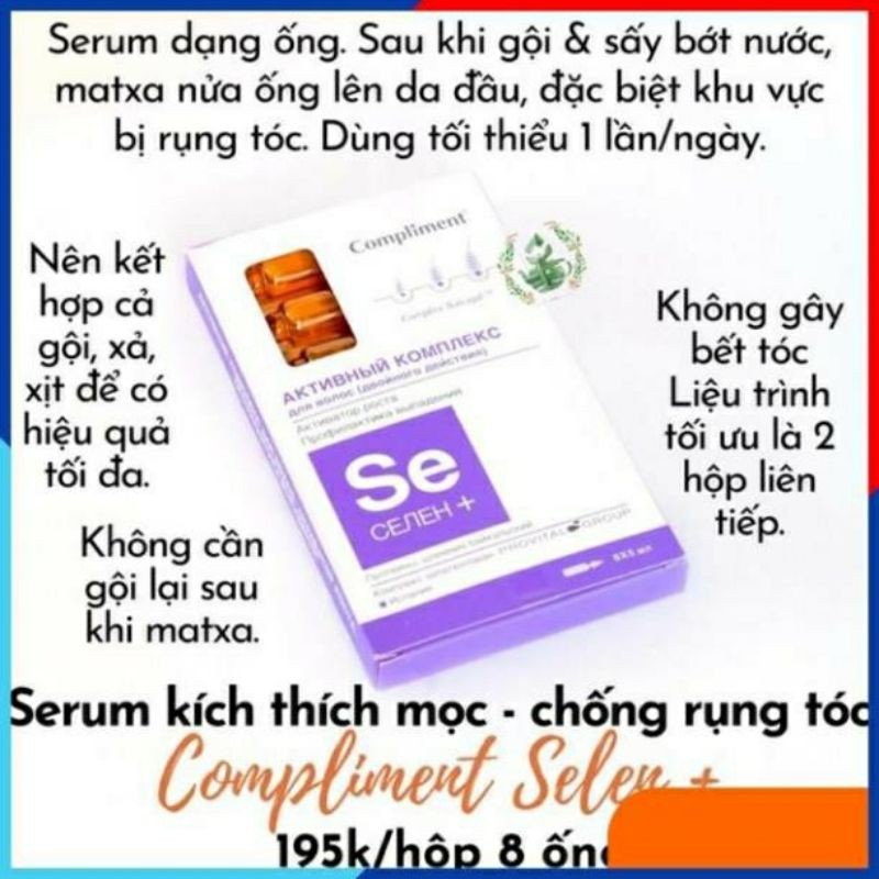 serum kích thích mọc tóc, chống rụng tóc compliment selen+