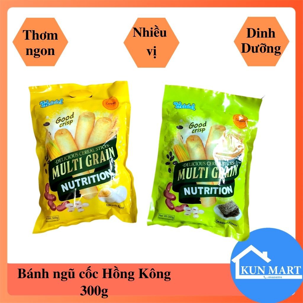 Bánh Ngũ Cốc ❤️FREESHIP❤️ Bánh Ngũ Cốc Hồng Kông BKT02 Thơm Ngon Khó Cưỡng 300g