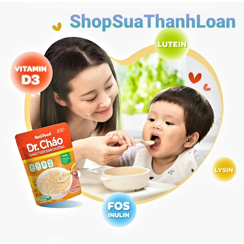 [HSD T10-2021] CHÁO TƯƠI DINH DƯỠNG NUTIFOOD - CHÁO TỔ YẾN THỊT BẰM HẠT SEN (240g)