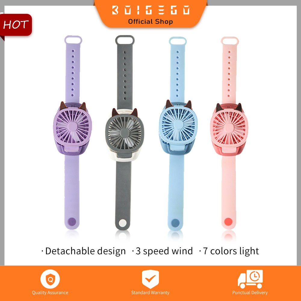Quạt mini sạc usb hình đồng hồ đeo tay hình mèo cho bé