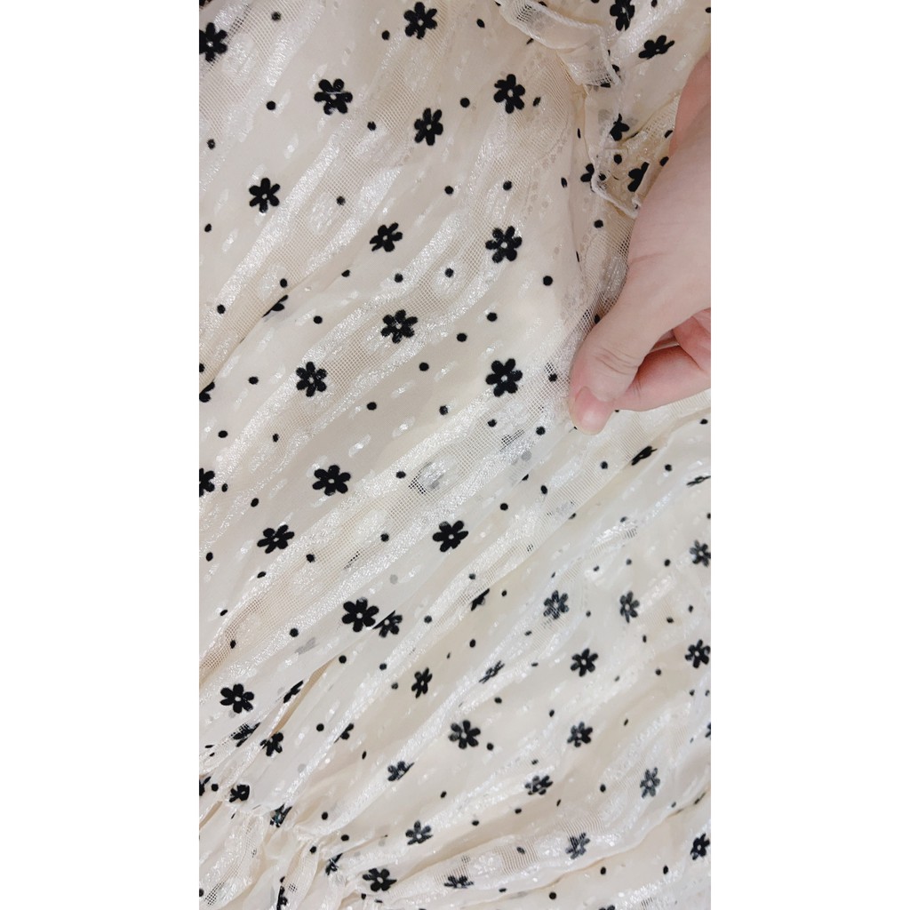 Đầm Nữ 2 Dây Hoa Nhí Đen Ngực Bèo 🦋 Váy Nữ Dáng Ngắn Chất Voan 🦋