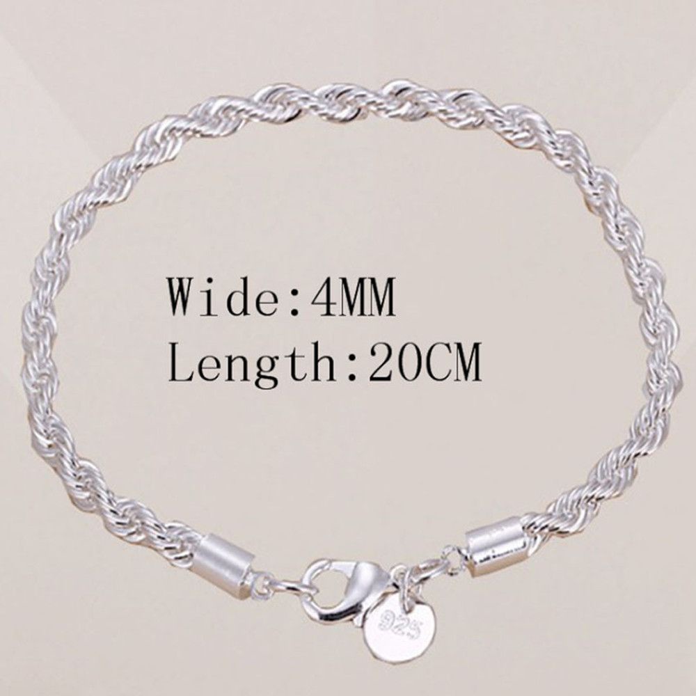 Vòng tay dạng xoắn bạc 925 thời trang cho nam và nữ Mihan 1