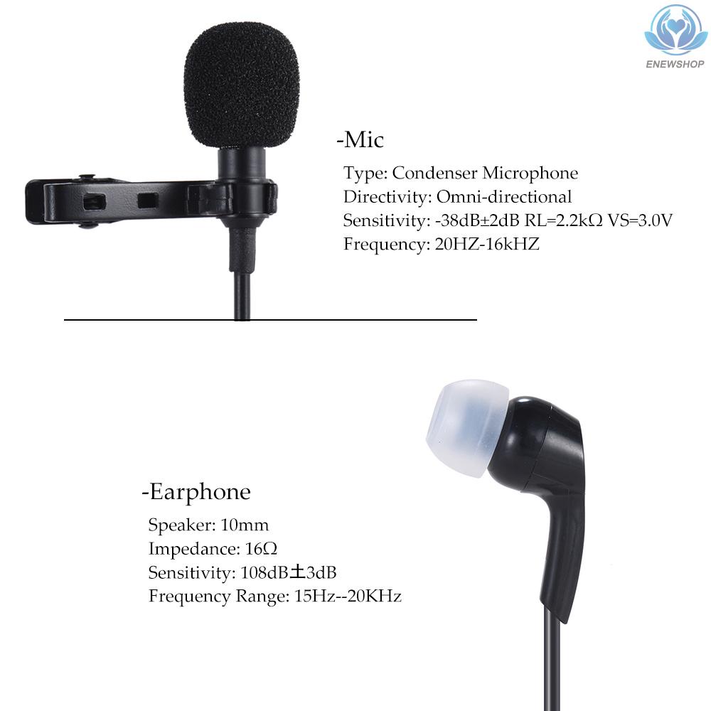 【enew】Andoer Mini Clip-on Lapel Lavalier Microphone Mic Earphone Omni-directional Condenser Hands-free 3.5mm Jack for iPhone 6/6 plus/5 iPad Smartphones Computer PC Laptop Loudspeaker Live Stream Singing