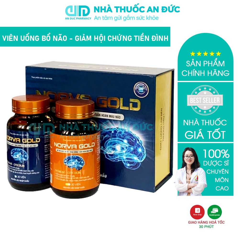 Viên Uống Bổ Não, Hỗ Trợ Tuần Hoàn Não, Giảm Đau Đầu, Chóng Mặt Norva Pháp - Nhà thuốc An Đức