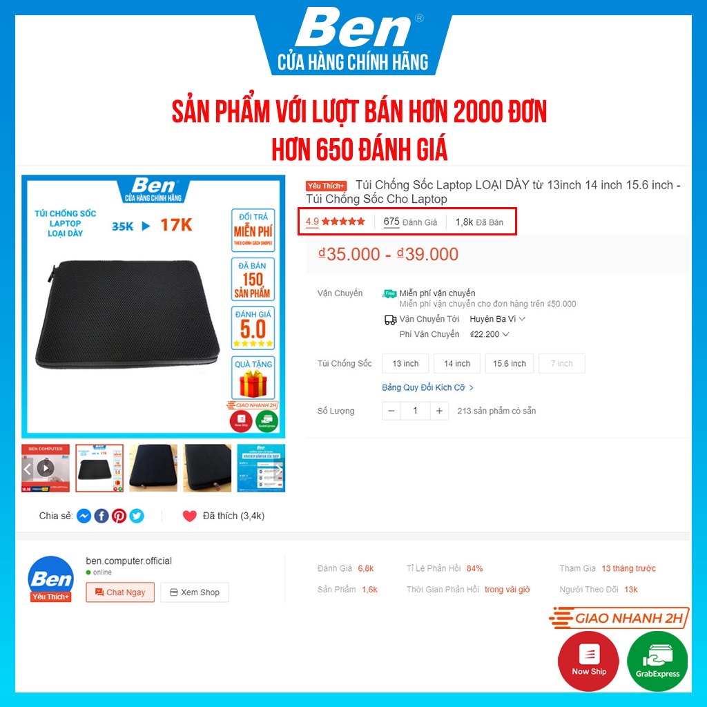 Túi Chống Sốc Laptop LOẠI DÀY từ 13inch 14 inch 15.6 inch - Túi Chống Sốc Cho Laptop