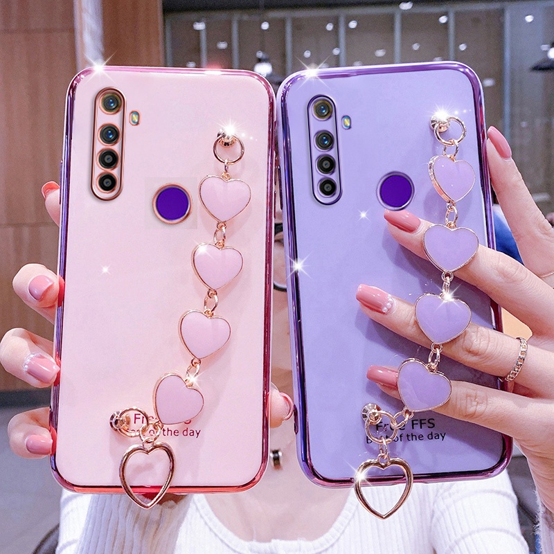 Ốp Điện Thoại Kết Cấu Sang Trọng Có Vòng Tay Trái Tim Cho realme 5i 5 pro 5 c3 5s realme 6i