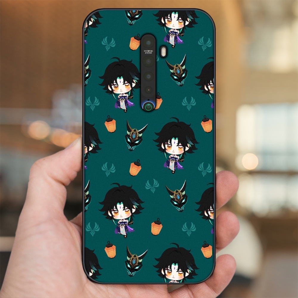 Ốp lưng Oppo Reno 2 viền đen in hình Xiao Genshin Impact