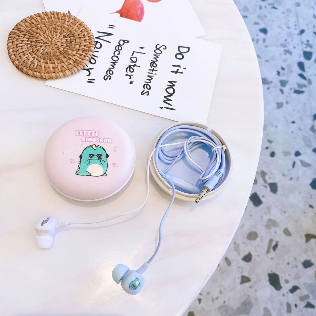 Tai nghe nhét tai khủng long nhiểu màu sắc jack cắm tròn 3.5mm có micro dễ sử dụng
