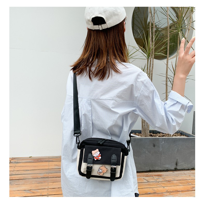 Túi vải đeo chéo nữ giá rẻ hai khóa dọc BAG U V2D85