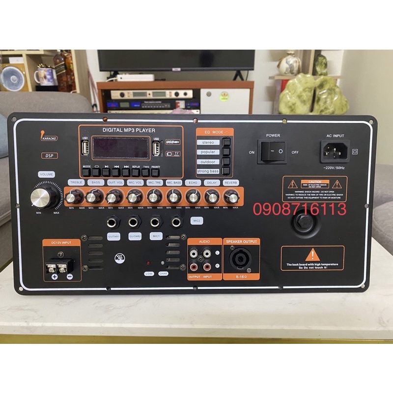 Bo mạch loa kéo công suất lớn 4 tấc đôi | có reverb | 2 đường ra loa | 36v đôi