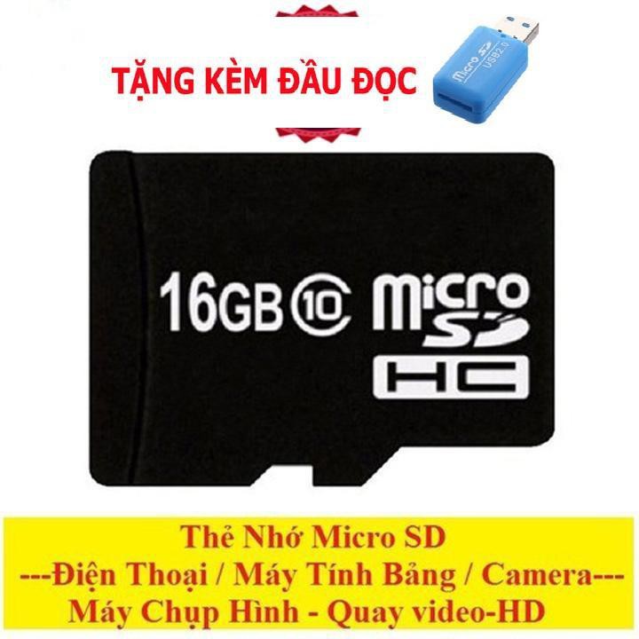 MUA THẺ NHỚ MICRO SD 16GB ĐƯỢC TẶNG 1 ĐẦU ĐỌC THẺ