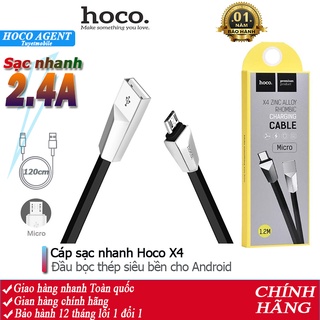 Cáp sạc nhanh Hoco X4 dòng 2.4A đầu bọc thép siêu bền cho Micro Android dây dài 1.2m - Chính hãng