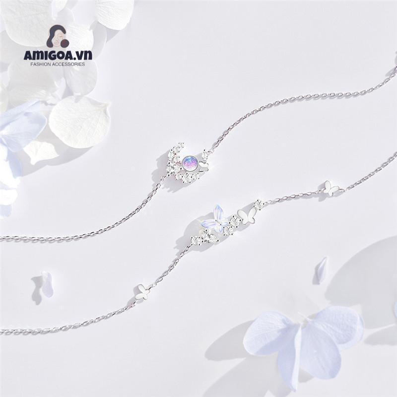 ✨✨Vòng tay mặt hình bươm bướm/ mặt trăng đính đá lấp lánh phong cách Hàn Quốc dành cho nữ