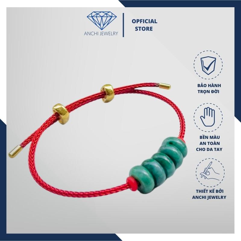 Vòng tay đồng điếu ngọc sơn thủy mệnh mộc / hỏa. Anchi jewelry
