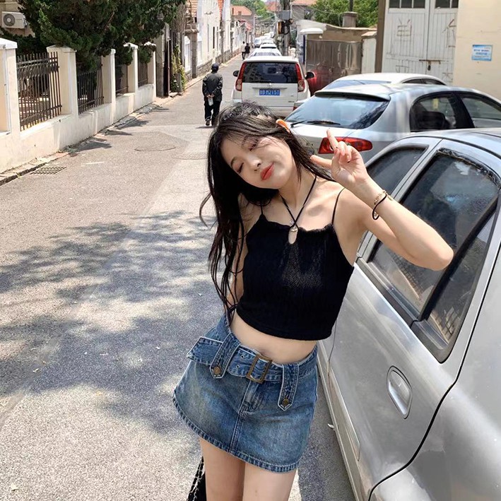 Cocory vn Áo Hai Dây Dệt Kim Duyên Dáng Thời Trang Phong Cách Hàn Quốc Cho Nữ