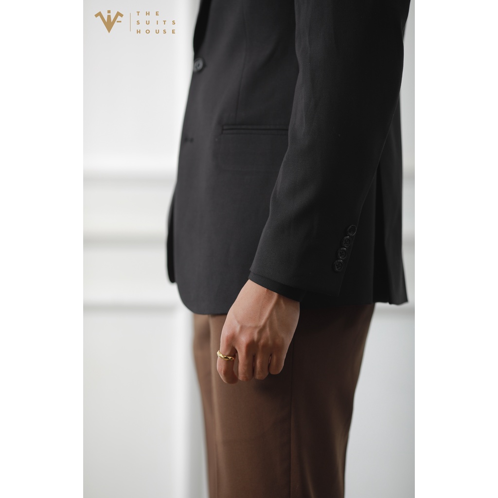 Bộ vest NAM áo blazer VEST suit quần tây đen AP 3 túi 2 khuy, sartorial, chất CASHMERE, chuẩn form - THE SUITS HOUSE