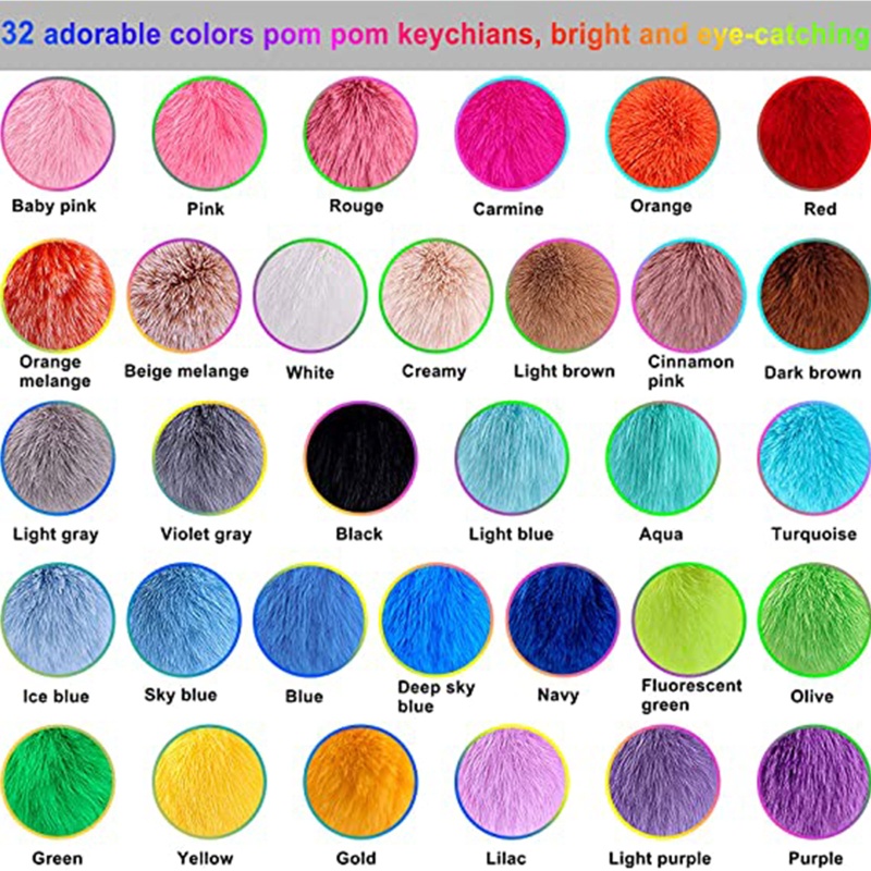 Set Móc Khóa Acrylic Trong Suốt Phối Lông Xù DIY