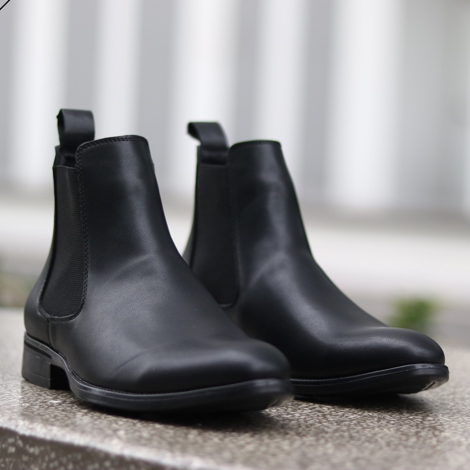 Giày boot cao cổ nam Chealse Boot đế cao su - bốt nam da cổ chun cao thời trang da trơn phom ôm chân