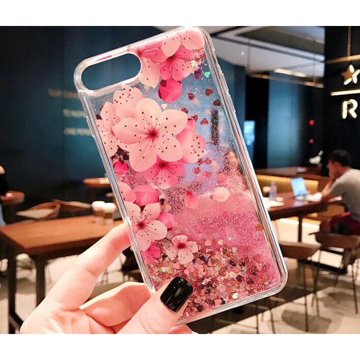 trường hợp FashionCase Samsung A50 S6 S7 Edge S8 S9 S10 Plus A5 A6 A7 A8 A9 2018 Floral Liquid Casings