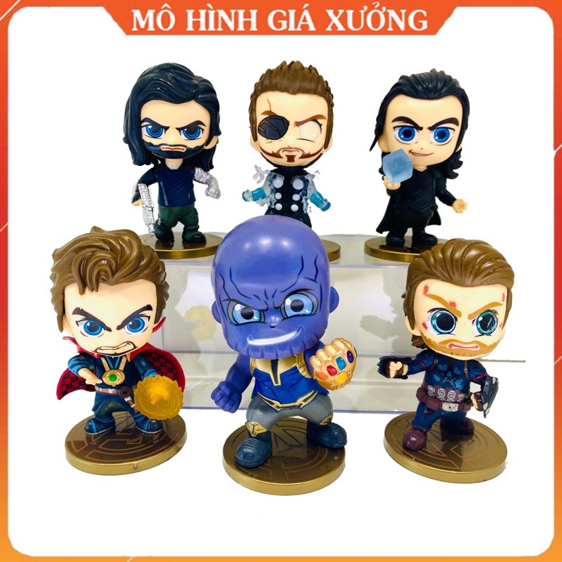 (Có Bán Lẻ) Mô Hình 6 Siêu Anh Hùng Marvel Avengers Cao 11cm Thanos DoctorStrange Thor Loki CaptainAmerica WinterSoldier