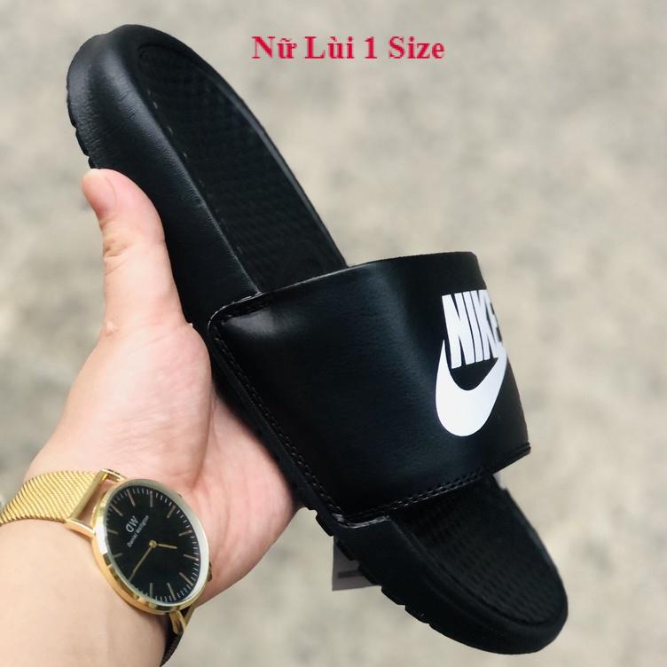 Dép unisex 𝐍𝐈𝐊𝐄 ❤️FREESHIP + Hộp❤️ dép quai ngang thể thao nam nữ mk in 𝐍𝐈𝐊𝐄-𝐁𝐚𝐧𝐚𝐬𝐬𝐢, Đen Logo Trắng