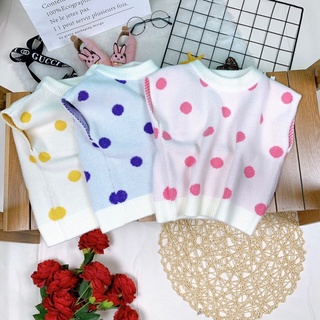 ÁO GILE LEN LÔNG THỎ CHẤM BI CHO BÉ