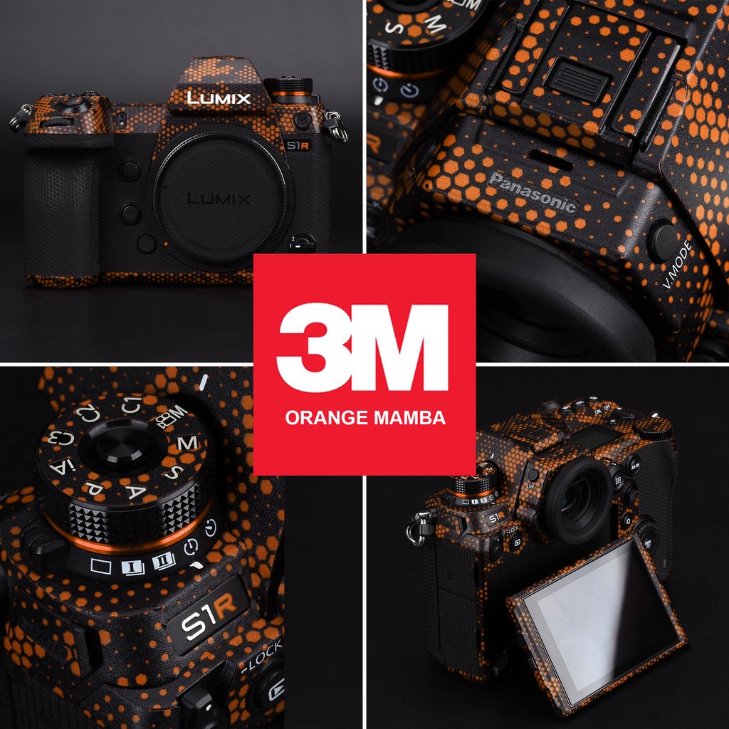 Miếng Dán Skin Máy Ảnh 3M - Mẫu Mamba Oranger - Có Mẫu Skin Cho body và len Sony, Canon, Nikon, Fuji