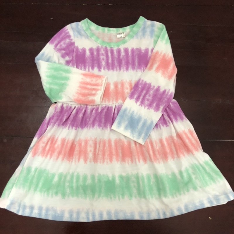 Váy bé gái dài tay cầu vồng vải cotton mềm mịn
