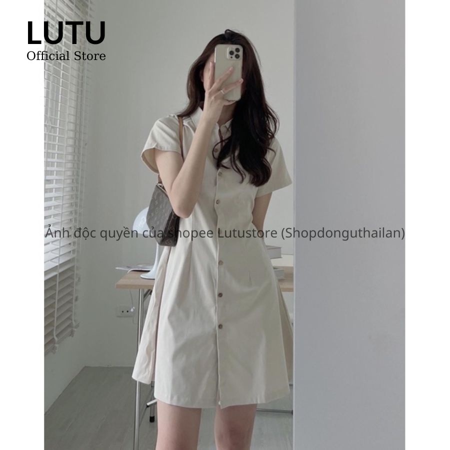 Váy Sơ mi Thô Mềm Chiết Eo Lưng Chun Phong Cách Ulzzang