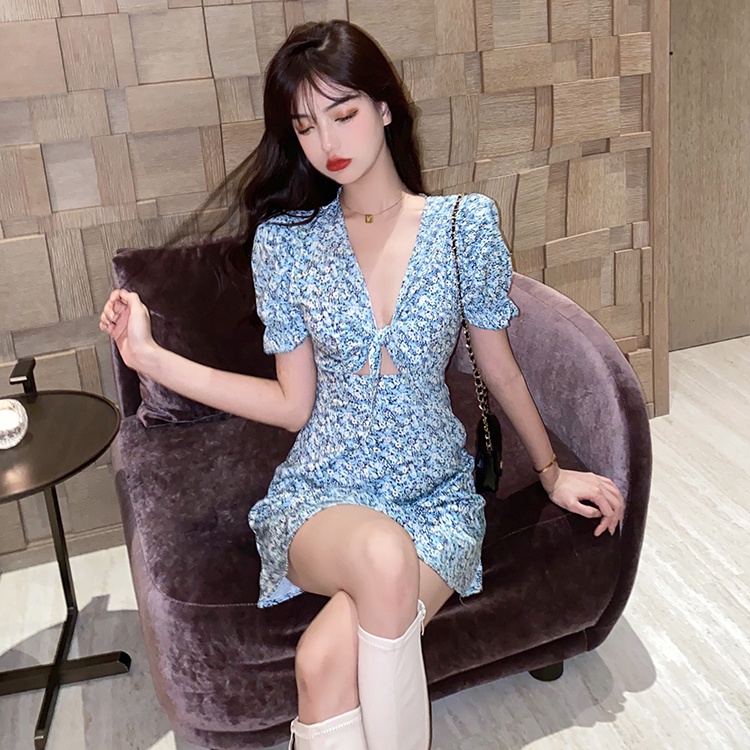 Đầm chữ a hoa nhí tay ngắn mini Emilyshop