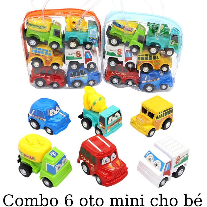 Set 6 Ô Tô Mini Bánh Đà Cao Cấp Cho Bé