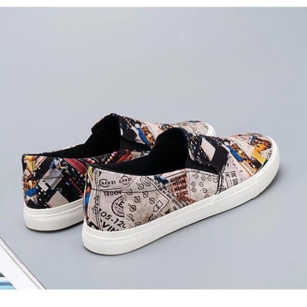 Slip on nam - Giày lười vải nam LEYO - Vải thô in họa tiết báo ảnh - Mã SP A1176 hàng Quảng Châu . ' !