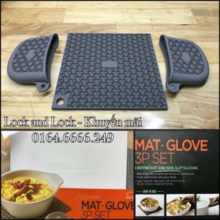 🍓bộ 1 miếng lót nồi và 2 miếng lót tay bằng sillicon lock&lock-llt026