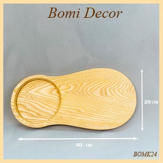 Khay gỗ decor BOMI - Khay gỗ đựng đồ ăn gỗ tần bì trang trí siêu xinh BOMK24