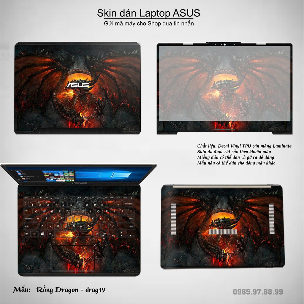 Skin dán Laptop Asus in hình rồng (inbox mã máy cho Shop)