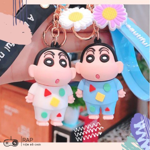 Móc khóa, móc túi hoạt hình Cậu bé Shin Bút Chì khóc nhè dễ thương cute dùng làm quà tặng, dây treo balo, túi xách - Rap